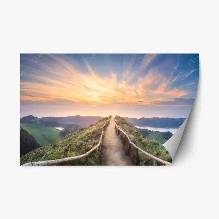 Sticker repositionnable panorama du sentier au coucher du soleil – Wallnifity®