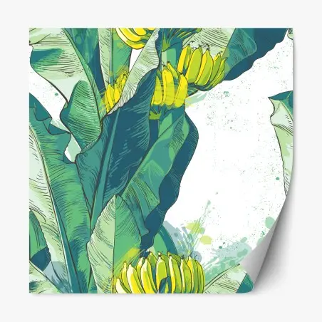 Sticker repositionnable feuillage de bananier aux bananes jaunes – Wallnifity®