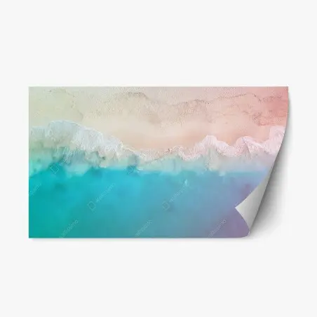 Sticker repositionnable rivage pastel en vue aérienne – Wallnifity®
