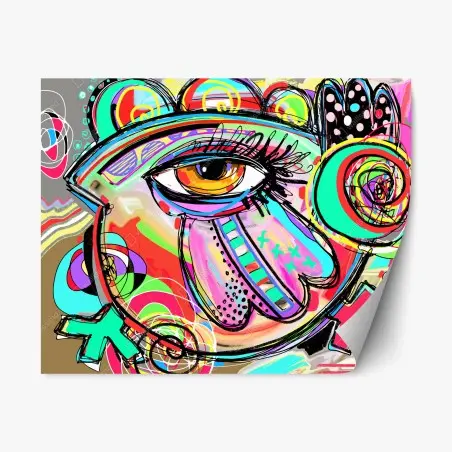 Sticker repositionnable regard pop-art multicolore et abstrait – Wallnifity®