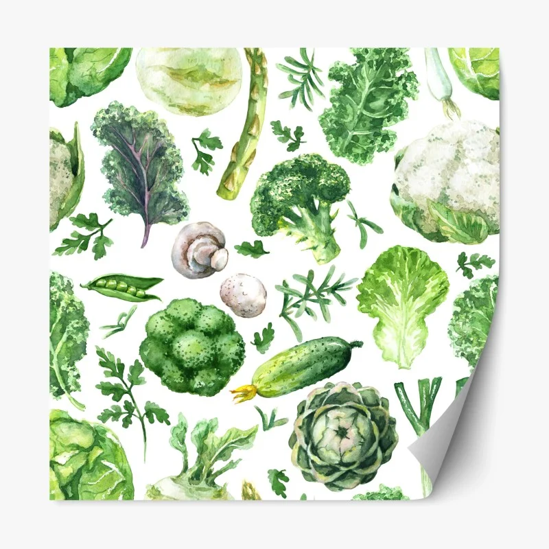 Sticker repositionnable motif légumes verts en aquarelle – Wallnifity® Sticker repositionnable motif légumes verts en aquarelle – Wallnifity®