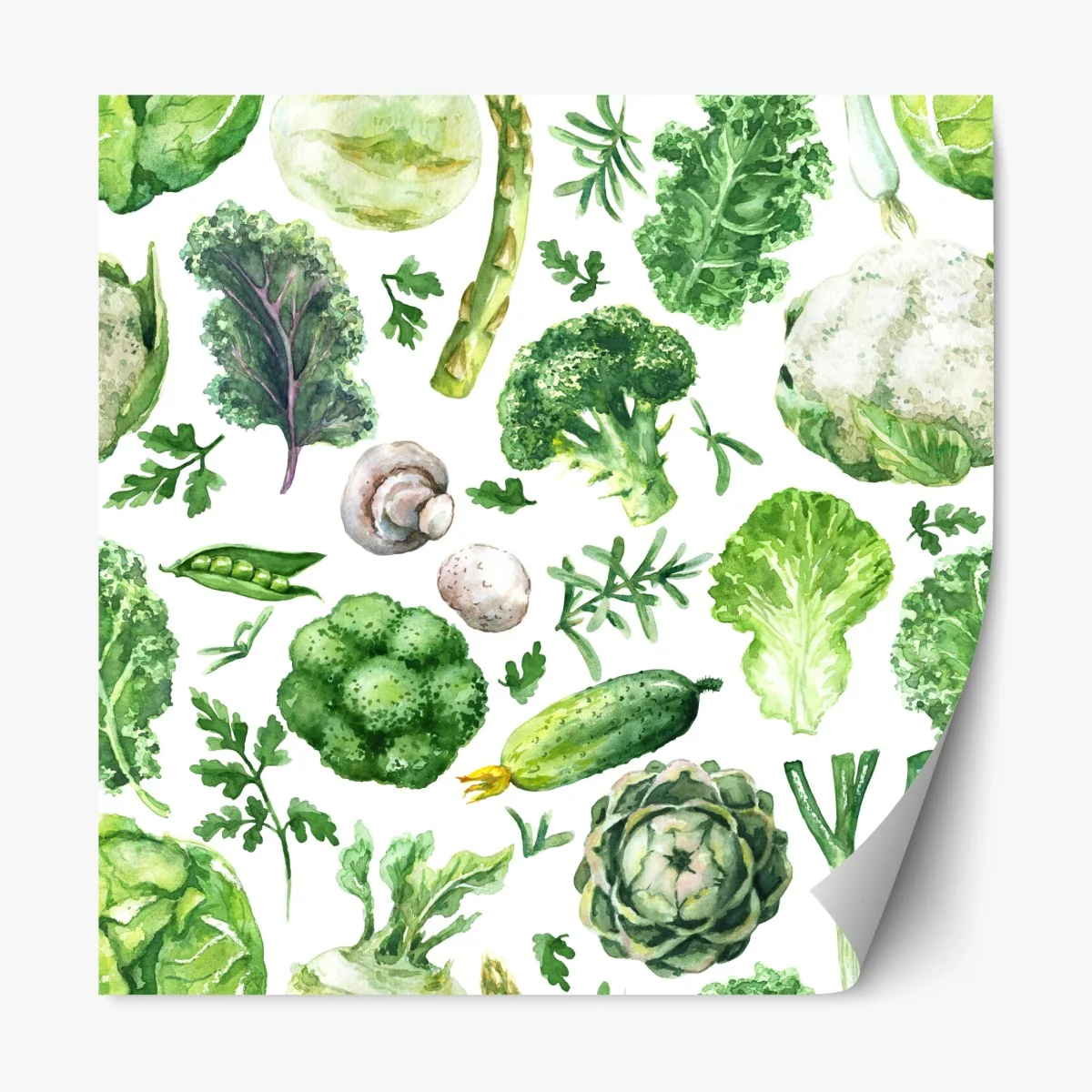 Sticker repositionnable motif légumes verts en aquarelle – Wallnifity® Sticker repositionnable motif légumes verts en aquarelle – Wallnifity®