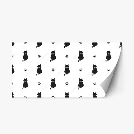 Sticker repositionnable motif silhouettes de chats et empreintes – Wallnifity®