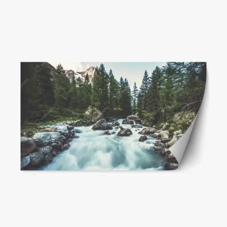 Sticker repositionnable rivière alpine du Val Ferret, Alpes italiennes – Wallnifity®