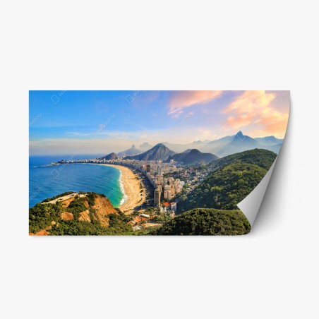 Sticker repositionnable vue aérienne de Copacabana et Ipanema – Wallnifity®