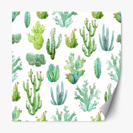 Sticker repositionnable motif de cactus aquarelle – Wallnifity®