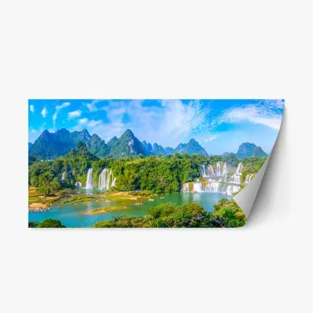 Sticker repositionnable cascade spectaculaire dans un paysage karstique – Wallnifity®