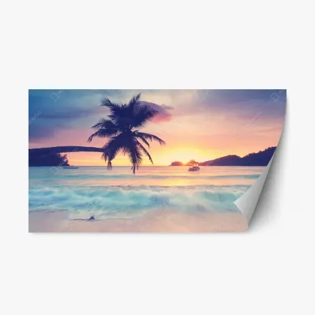 Sticker repositionnable paysage tropical au coucher de soleil – Wallnifity®