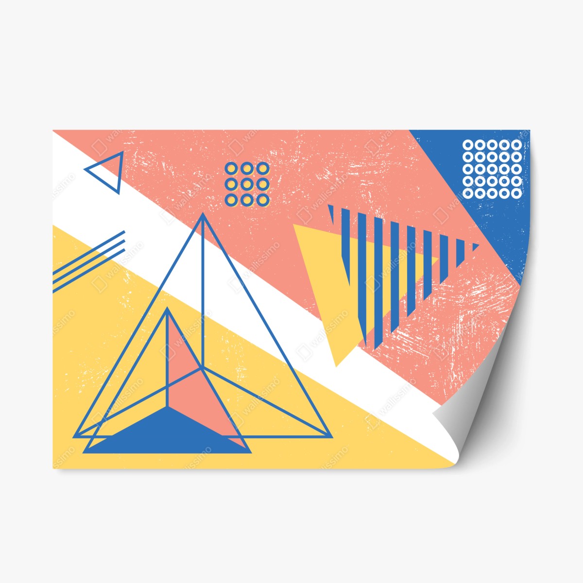 Sticker repositionnable composition géométrique rétro aux couleurs pastel – Wallnifity®