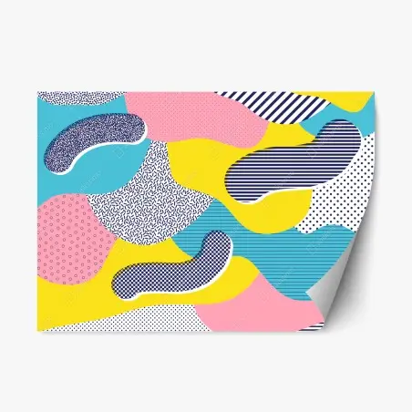 Sticker repositionnable composition abstraite pop colorée – Wallnifity®