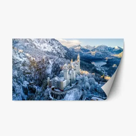 Sticker repositionnable château de Neuschwanstein sous la neige – Wallnifity®