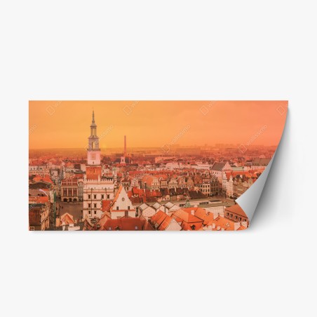 Sticker repositionnable panorama urbain chaleureux au coucher de soleil – Wallnifity®