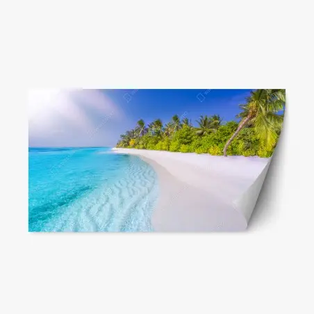 Sticker repositionnable rêve tropical sur plage de sable blanc – Wallnifity®
