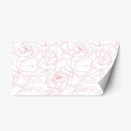 Sticker repositionnable pivoines délicates aux contours roses – Wallnifity®