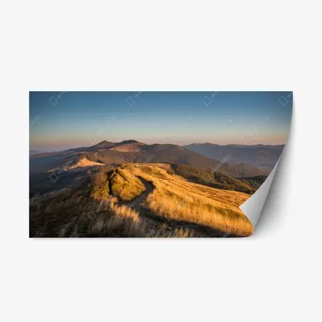 Sticker repositionnable crête montagneuse dorée au coucher du soleil – Wallnifity®