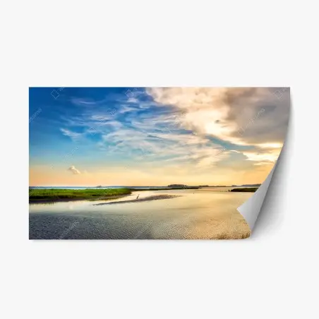 Sticker repositionnable grand héron au crépuscule sur la baie de Chesapeake – Wallnifity®