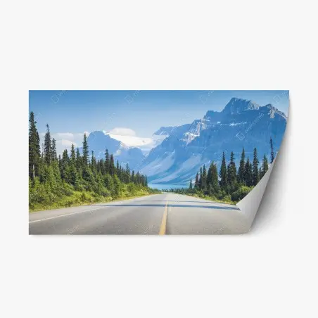 Sticker repositionnable route vers un lac et des montagnes glacées – Wallnifity®