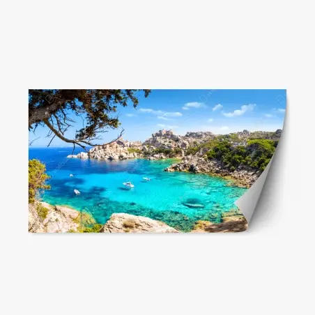 Sticker repositionnable escapade en crique aux eaux turquoises – Wallnifity®
