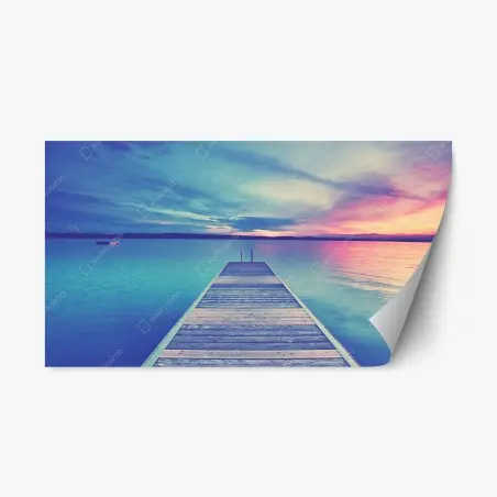 Sticker repositionnable ponton vers l'horizon au coucher de soleil – Wallnifity®