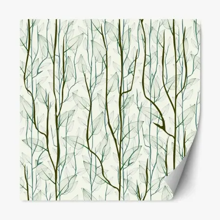 Sticker repositionnable motif délicat de branches et feuilles translucides – Wallnifity®