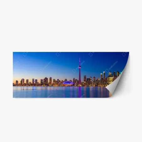 Sticker repositionnable panorama nocturne de Toronto avec la tour CN – Wallnifity®