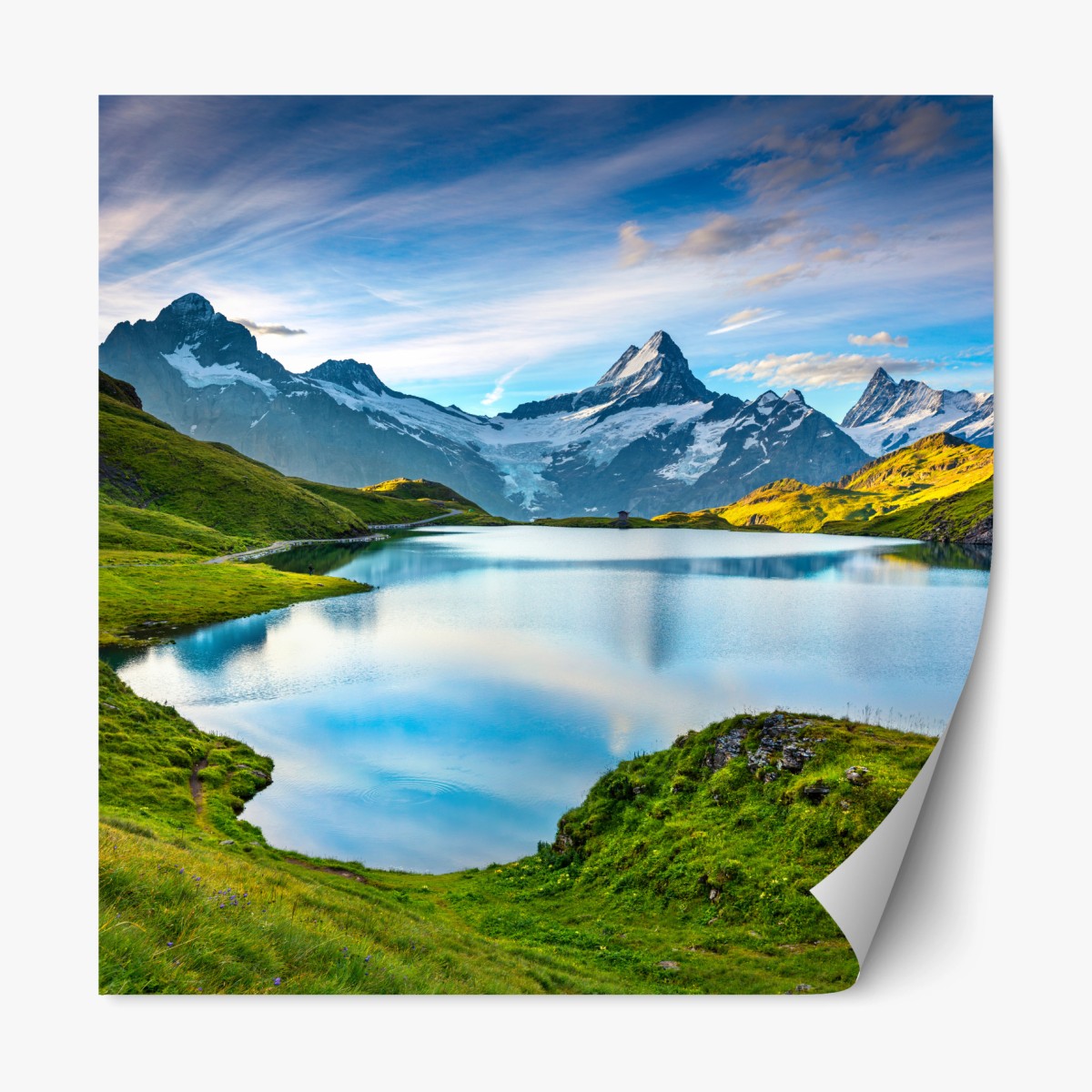 Sticker repositionnable reflets du Bachsee et sommets de Wetterhorn – Wallnifity®