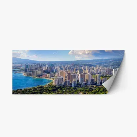 Sticker repositionnable panorama côtier d'Honolulu – Wallnifity®