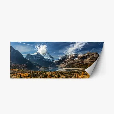 Sticker repositionnable panorama alpin automnal au lac miroir – Wallnifity®