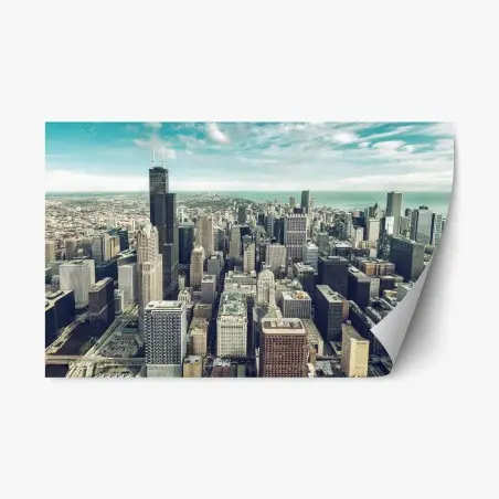 Sticker repositionnable panorama urbain vintage de Chicago – Wallnifity®
