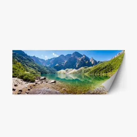 Sticker repositionnable reflets du lac alpin au pied des montagnes – Wallnifity®
