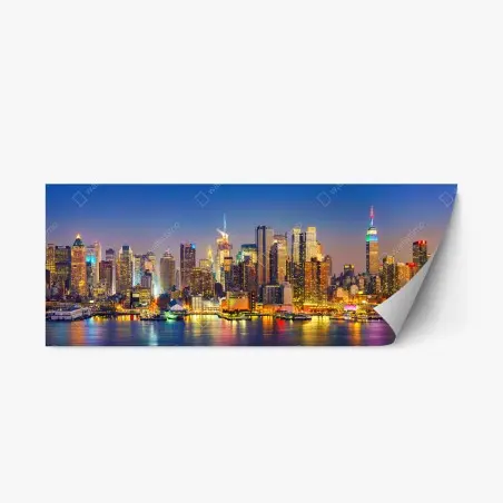 Sticker repositionnable paysage urbain de New York au crépuscule – Wallnifity®