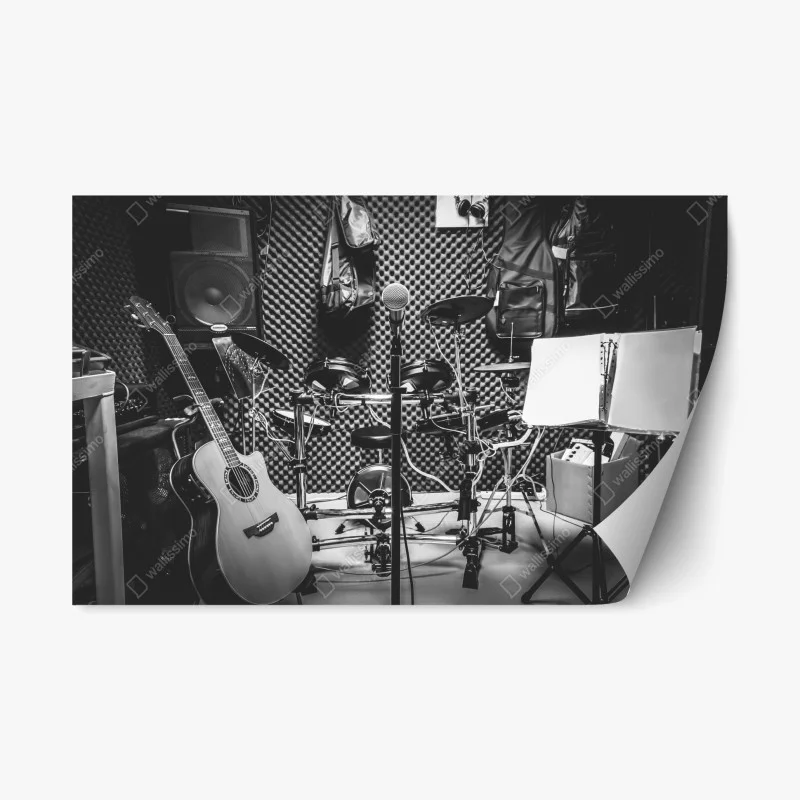 Sticker repositionnable ambiance studio de répétition musicale – Wallnifity®