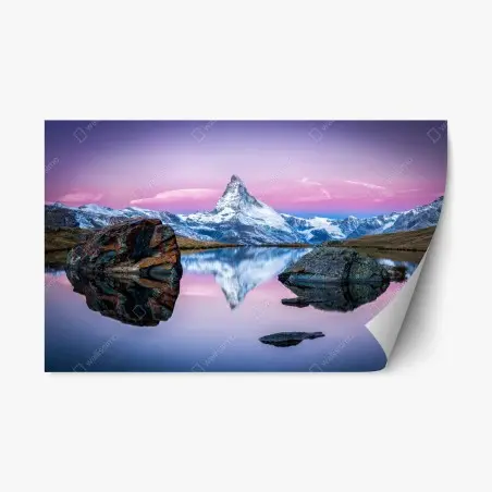 Sticker repositionnable reflets du Cervin au crépuscule – Wallnifity®