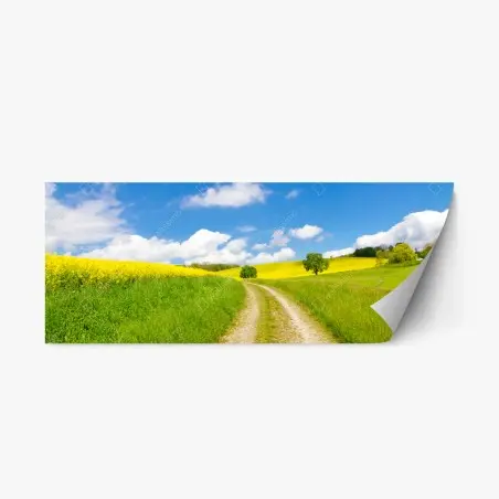 Sticker repositionnable chemin champêtre et champs de colza – Wallnifity®