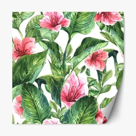 Sticker repositionnable motif floral tropical en aquarelle – Wallnifity®