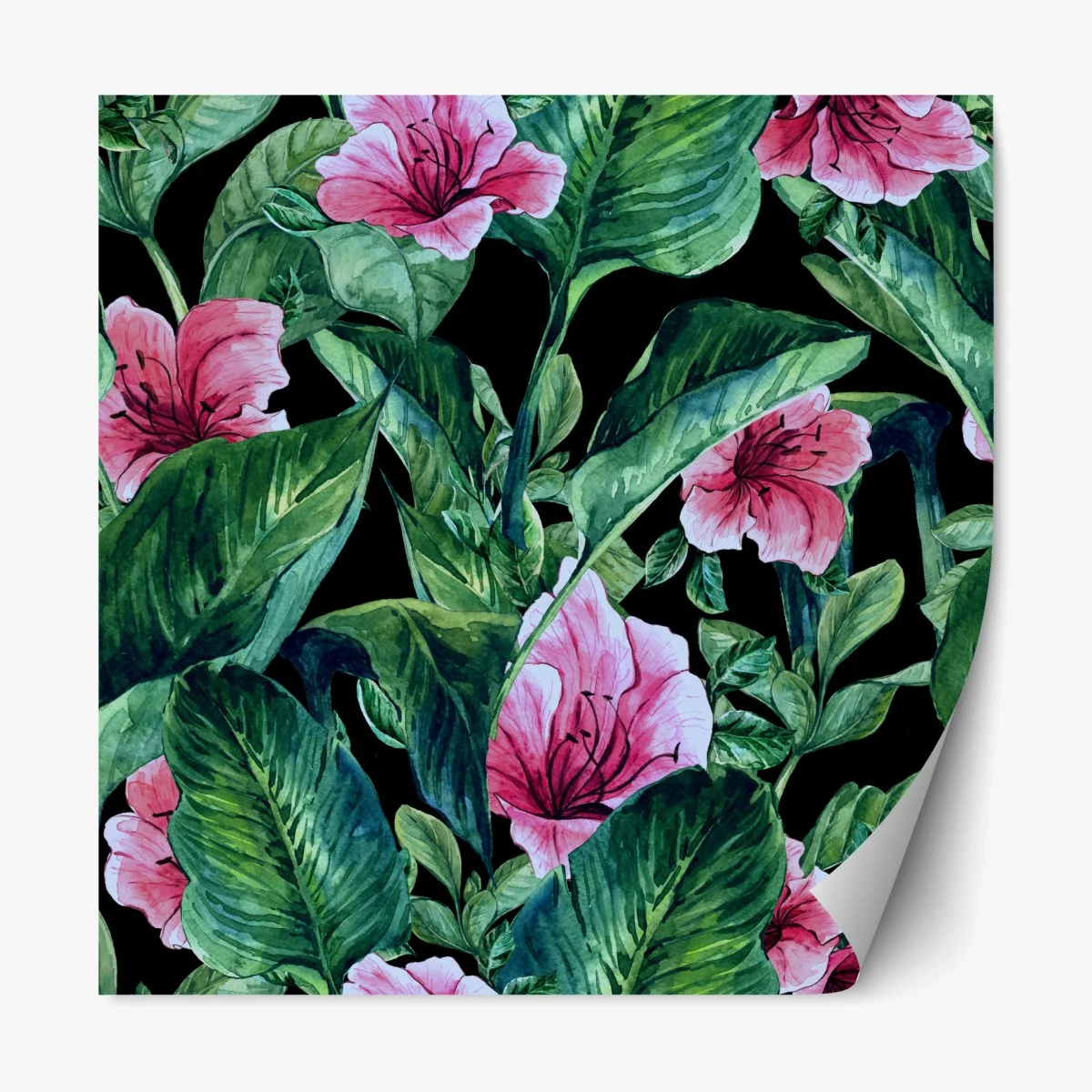 Sticker repositionnable motif floral tropical sur fond noir – Wallnifity® Sticker repositionnable motif floral tropical sur fond noir – Wallnifity®