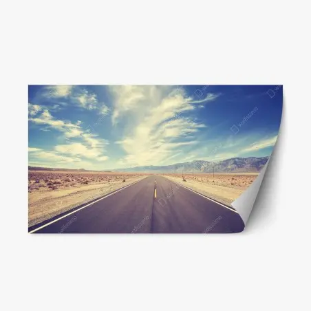 Sticker repositionnable route vintage vers l'horizon dans le désert des États-Unis – Wallnifity®