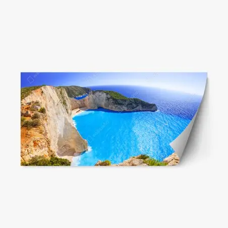 Sticker repositionnable paysage marin de crique aux eaux turquoise – Wallnifity®