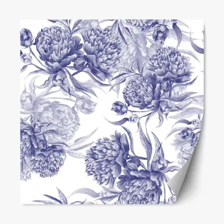 Sticker repositionnable composition de pivoines bleues – Wallnifity®