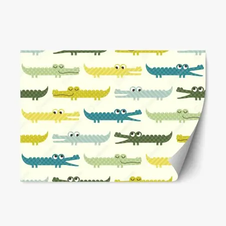 Sticker repositionnable motif crocodiles pastel pour chambre d'enfant – Wallnifity®