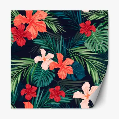 Sticker repositionnable motif tropical floral vibrant – Wallnifity®