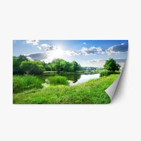 Sticker repositionnable paysage estival au bord du lac – Wallnifity®