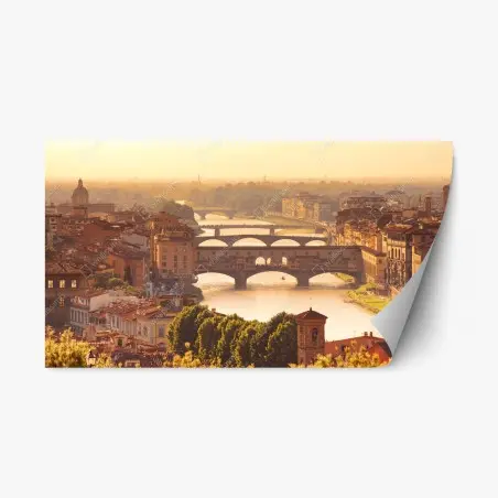 Sticker repositionnable coucher de soleil sur Ponte Vecchio à Florence – Wallnifity®