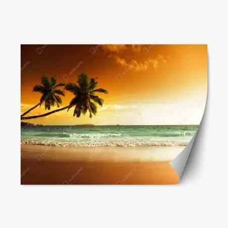 Sticker repositionnable coucher de soleil sur la mer des Caraïbes – Wallnifity®