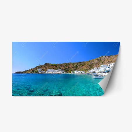 Sticker repositionnable paysage côtier méditerranéen aux eaux turquoises – Wallnifity®