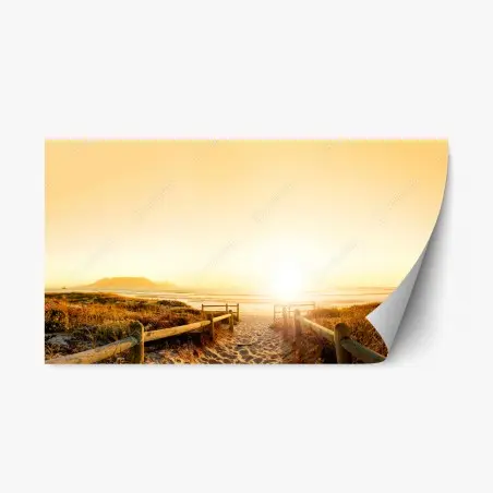 Sticker repositionnable coucher de soleil doré sur Table Mountain – Wallnifity®