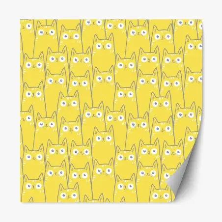 Sticker repositionnable motif chats jaunes mignons et graphiques – Wallnifity®