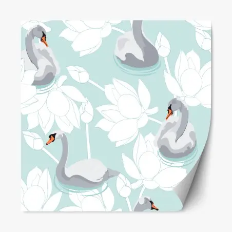 Sticker repositionnable douceur de cygnes sur fond pastel – Wallnifity®