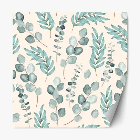 Sticker repositionnable motif botanique eucalyptus bleu et vert – Wallnifity®