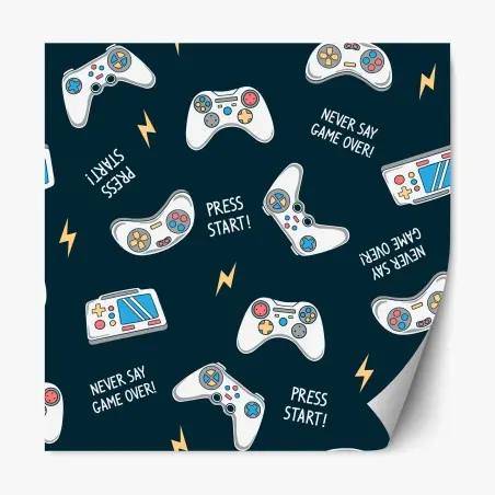 Sticker repositionnable motif manettes de jeux vidéo rétro et slogans ludiques – Wallnifity®